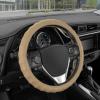 imageBDK Beige Leather Car Steering Wheel Cover Large Size 155 to 16 inch Easy InstallationBeige