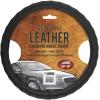 imageBDK Beige Leather Car Steering Wheel Cover Large Size 155 to 16 inch Easy InstallationBlack