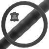 imageBDK Beige Leather Car Steering Wheel Cover Large Size 155 to 16 inch Easy InstallationBlack