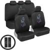 imageBDK Blue Butterflies Car Seat Covers for Women Full Set with Steering Wheel Cover and Seat Belt Pads  Front and Rear Covers with Matching Embroidered Accessories Fits Most Car Truck Van SUV