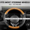 imageBDK Chrome Wood Grain Black ampamp Beige Steering Wheel Cover for Cars Trucks Van SUVs  Elegant and Comfortable Grip AccessoriesBlack  Beige