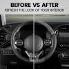imageBDK Chrome Wood Grain Black ampamp Beige Steering Wheel Cover for Cars Trucks Van SUVs  Elegant and Comfortable Grip AccessoriesBlack  Gray