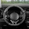 imageBDK Chrome Wood Grain Black ampamp Beige Steering Wheel Cover for Cars Trucks Van SUVs  Elegant and Comfortable Grip AccessoriesBlack  Gray