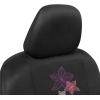 imageBDK Hawaiian Flowers Car Seat Covers Full Set with Steering Wheel Cover and Seat Belt Pads  Front and Rear Covers with Matching Embroidered Accessories Universal Fit for Cars Trucks Vans SUVs