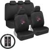 imageBDK Hawaiian Flowers Car Seat Covers Full Set with Steering Wheel Cover and Seat Belt Pads  Front and Rear Covers with Matching Embroidered Accessories Universal Fit for Cars Trucks Vans SUVs