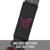 imageBDK Pink Butterflies Car Seat Covers for Women Full Set with Steering Wheel Cover and Seat Belt Pads  Front and Rear Covers with Matching Embroidered Accessories Fits Most Car Truck Van SUV