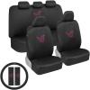 imageBDK Pink Butterflies Car Seat Covers for Women Full Set with Steering Wheel Cover and Seat Belt Pads  Front and Rear Covers with Matching Embroidered Accessories Fits Most Car Truck Van SUV