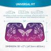 imageBDK Pink Butterfly Front Windshield Sunshade Accordion Folding Style Auto Shade for Cars Trucks SUVs Vans Blocks UV Rays Sun Visor Protector Easy Setup Keeps Your Vehicle Cool 58quot x 27quot