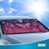 imageBDK Pink Butterfly Front Windshield Sunshade Accordion Folding Style Auto Shade for Cars Trucks SUVs Vans Blocks UV Rays Sun Visor Protector Easy Setup Keeps Your Vehicle Cool 58quot x 27quot
