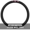 imageBDK Pink Flowers Car Seat Covers Full Set with Steering Wheel Cover and Seat Belt Pads  Front and Rear Covers with Matching Embroidered Accessories Fits Most Cars Trucks Vans SUVs SCPRINTS