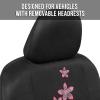 imageBDK Pink Flowers Car Seat Covers Full Set with Steering Wheel Cover and Seat Belt Pads  Front and Rear Covers with Matching Embroidered Accessories Fits Most Cars Trucks Vans SUVs SCPRINTS