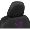 imageBDK Purple Butterflies Car Seat Covers for Women Full Set with Steering Wheel Cover and Seat Belt Pads  Front and Rear Seat Covers for Cars with Matching Accessories Fits Most Car Truck Van SUV