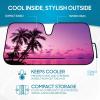 imageBDK Purple Sunset Beach Front Windshield Sunshade Accordion Folding Style Auto Shade for Car Truck SUV Van Blocks UV Rays Sun Visor Protector Easy Setup Keeps Your Vehicle Cool  58 x 27 inchesPurple Sunset Beach