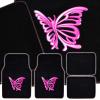 imageBDK Purple White Butterfly Design Carpet Car Floor Mats for Auto Van Truck SUV4 Pieces Front ampamp Rear Full Set with Rubber BackingUniversal Fit MT509PPPink Butterfly Design