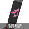 imageBDK TwoTone Pink Heels Car Seat Covers Full Set with Steering Wheel Cover and Seat Belt Pads  Front and Rear Covers with Matching Embroidered Accessories Fits Most Cars Trucks Vans SUVs SCPRINTS