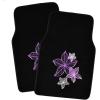 imagePretty Rugs Gift Pack  Matching Flowers Design  Black Carpet Floor Mats wSynthetic Leather Grip Steering Wheel CoverFloor Mats