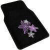imagePretty Rugs Gift Pack  Matching Flowers Design  Black Carpet Floor Mats wSynthetic Leather Grip Steering Wheel CoverFloor Mats