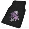 imagePretty Rugs Gift Pack  Matching Flowers Design  Black Carpet Floor Mats wSynthetic Leather Grip Steering Wheel CoverFloor Mats
