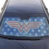 imageWonder Woman Red Logo DC Comics Official Licensed Front Windshield Sun ShadeAccordion Folding Auto Sunshade for Car Truck SUVBlocks UV Rays Sun Visor ProtectorKeep Your Vehicle Cool 58 x 27 Inch
