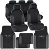 imageBDK Beige Car Seat Covers with Matching Carpet Floor Mats for Cars Full Set  Front Universal Seat Covers ampamp Back Bench Seat Cover with Automotive Floor Mats  Car SUV Truck ampamp Van Interior ProtectorCharcoal