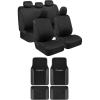 imageBDK Beige Car Seat Covers with Matching Carpet Floor Mats for Cars Full Set  Front Universal Seat Covers ampamp Back Bench Seat Cover with Automotive Floor Mats  Car SUV Truck ampamp Van Interior ProtectorBlack