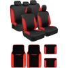 imageBDK Beige Car Seat Covers with Matching Carpet Floor Mats for Cars Full Set  Front Universal Seat Covers ampamp Back Bench Seat Cover with Automotive Floor Mats  Car SUV Truck ampamp Van Interior ProtectorRed