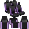imageBDK Black Car Seat Covers with Matching Carpet Floor Mats for Cars Full Set  Front Universal Seat Covers ampamp Back Bench Seat Cover with Automotive Floor Mats  Car SUV Truck ampamp Van Interior ProtectorPurple