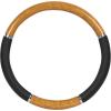 imageBDK Chrome Wood Grain Black ampamp Beige Steering Wheel Cover for Cars Trucks Van SUVs  Elegant and Comfortable Grip AccessoriesBlack  Beige