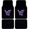 imageBDK Purple White Butterfly Design Carpet Car Floor Mats for Auto Van Truck SUV4 Pieces Front ampamp Rear Full Set with Rubber BackingUniversal Fit MT509PPPurple White Butterfly