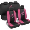 imageBDK TwoTone Pink Heels Car Seat Covers Full Set with Steering Wheel Cover and Seat Belt Pads  Front and Rear Covers with Matching Embroidered Accessories Fits Most Cars Trucks Vans SUVs SCPRINTS