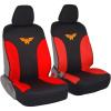 imageBDK Warner Bros DC Comics Wonder Woman Car Accessories Seat Covers  Front Car Seat Cover Includes Removable Head Cover ampamp Matching Seat Belt Pads Side Airbag Compatible Universal Fit Red ampamp Black