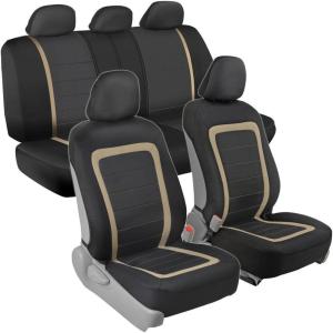 imageBDK Advanced Performance Car Seat Covers  Instant Install Sideless Fronts  Full Interior Set for Auto Beige