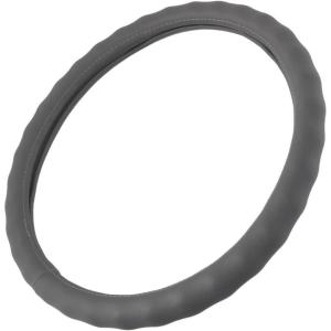 imageBDK Beige Leather Car Steering Wheel Cover Large Size 155 to 16 inch Easy InstallationGray