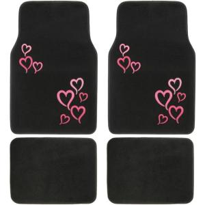 imageBDK Purple White Butterfly Design Carpet Car Floor Mats for Auto Van Truck SUV4 Pieces Front ampamp Rear Full Set with Rubber BackingUniversal Fit MT509PPPink and Red Hearts