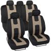 imageBDK AutoSport Charcoal Car Seat Covers Full Set with Matching Set of Heavy Duty Rubber Car Floor Mats All Weather  Interior Front ampamp Rear Car Seat Protector ampamp Floor Mats for Car SUV Trucks ampamp AutosCreamy Beige