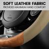 imageBDK BurlwoodLux Wood Grain and PU Leather Beige Steering Wheel Cover  Sport Grip for Car Auto SUV TrucksBeige