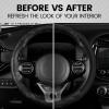 imageBDK BurlwoodLux Wood Grain and PU Leather Beige Steering Wheel Cover  Sport Grip for Car Auto SUV TrucksBlack
