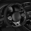 imageBDK BurlwoodLux Wood Grain and PU Leather Beige Steering Wheel Cover  Sport Grip for Car Auto SUV TrucksBlack