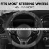 imageBDK BurlwoodLux Wood Grain and PU Leather Beige Steering Wheel Cover  Sport Grip for Car Auto SUV TrucksGray