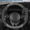 imageBDK BurlwoodLux Wood Grain and PU Leather Beige Steering Wheel Cover  Sport Grip for Car Auto SUV TrucksGray