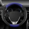 imageBDK GripDrive Carbon Fiber Steering Wheel Cover NonSlip Sporty Racing Faux Leather Ergonomic Comfortable Handle Steering Wheel Cover for Cars Trucks Vans SUV  Fits Standard 15 Inch  Blue