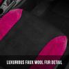 imageBDK Hot Pink Faux Wool Fur Car Seat Covers Set with Matching Car Floor Mats  Soft ampamp Furry Cute Plush Comfort for Women Easy to Install with Fits Most Car Truck Van and SUV
