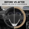 imageBDK SW899MG Genuine Leather Car Steering Wheel Cover 14515 inch MediumGray Easy InstallationBeige