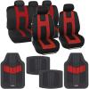 imageBDK AutoSport Charcoal Car Seat Covers Full Set with Matching Set of Heavy Duty Rubber Car Floor Mats All Weather  Interior Front ampamp Rear Car Seat Protector ampamp Floor Mats for Car SUV Trucks ampamp AutosSporty Red