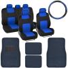 imageBDK Front ampamp Rear Combo Set of 4 Piece Auto Carpet Floor Mats with PolyPro Car Seat Covers ampamp Steering Wheel Cover Fits Most for Car Truck Van SUV Colorful Design Interior Car AccessoriesBlue