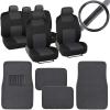 imageBDK Front ampamp Rear Combo Set of 4 Piece Auto Carpet Floor Mats with PolyPro Car Seat Covers ampamp Steering Wheel Cover Fits Most for Car Truck Van SUV Colorful Design Interior Car AccessoriesCharcoal