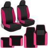 imageBDK Hot Pink Faux Wool Fur Car Seat Covers Set with Matching Car Floor Mats  Soft ampamp Furry Cute Plush Comfort for Women Easy to Install with Fits Most Car Truck Van and SUV