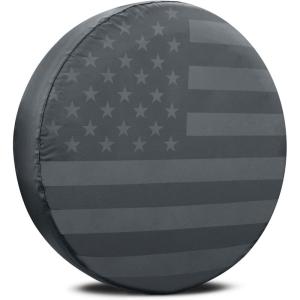 imageBDK Black ampamp Gray American USA Flag Spare Tire Cover for 15 16 17 Rims  Custom Fit Jeep Wrangler SUVs Campers RV Trailer Travel Storage All Weather Exterior Car Accessories Wheel Covers  32quot Diameter