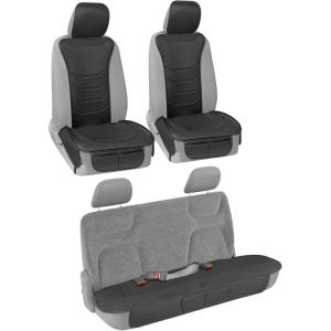 imageBDK Motor Trend LuxeFit 2Pack Front Car Seat Covers ampamp Rear Bench Back Seat Cover Full Set  Premium Automotive Seat Covers Padded Luxury Faux Leather Seat Protectors for Car Truck Van SUV Black