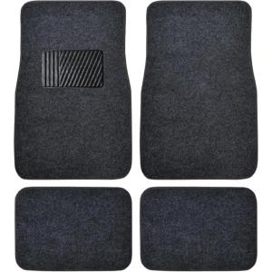 imageBDK Premium Medium Gray Carpet Floor Mats for Cars  Universal Fit Interior 4Piece Car Mats Full Set with Vinyl Heel Pad Protector  Cute Car Accessories Interior Floor Covers for SUVs ampamp TrucksDark Gray